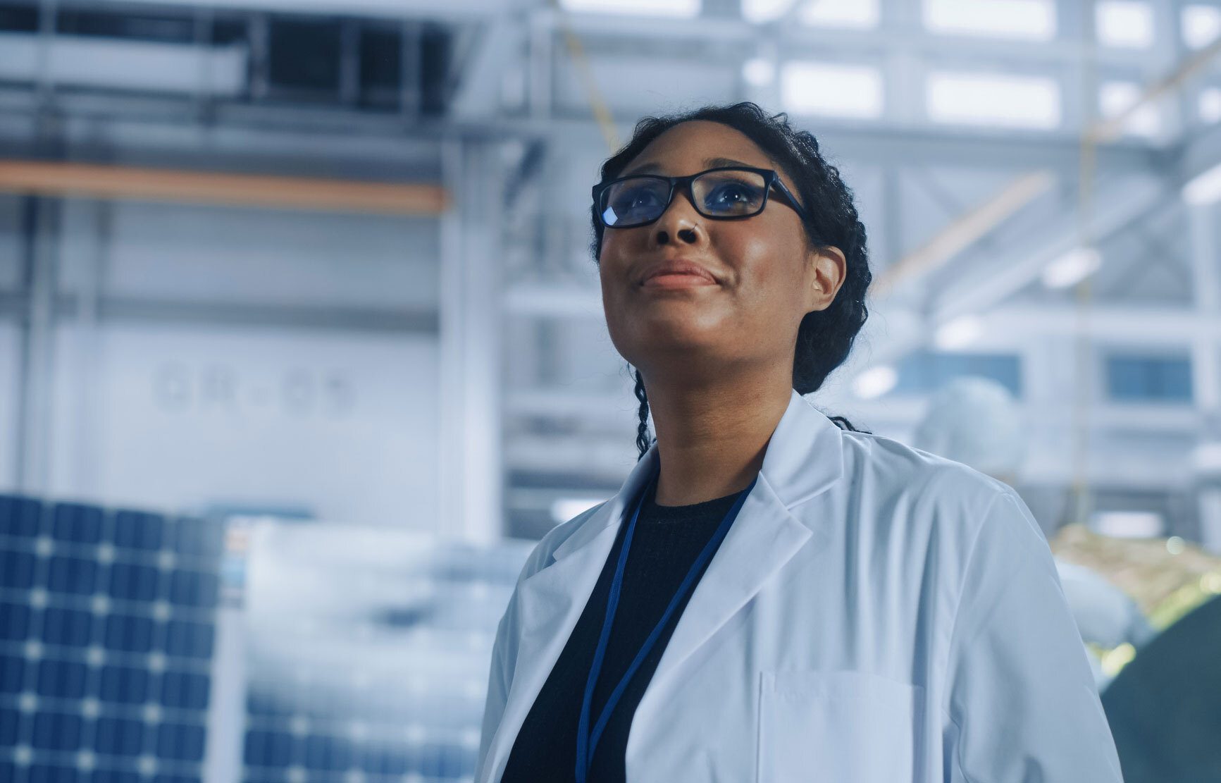 Researcher looking up