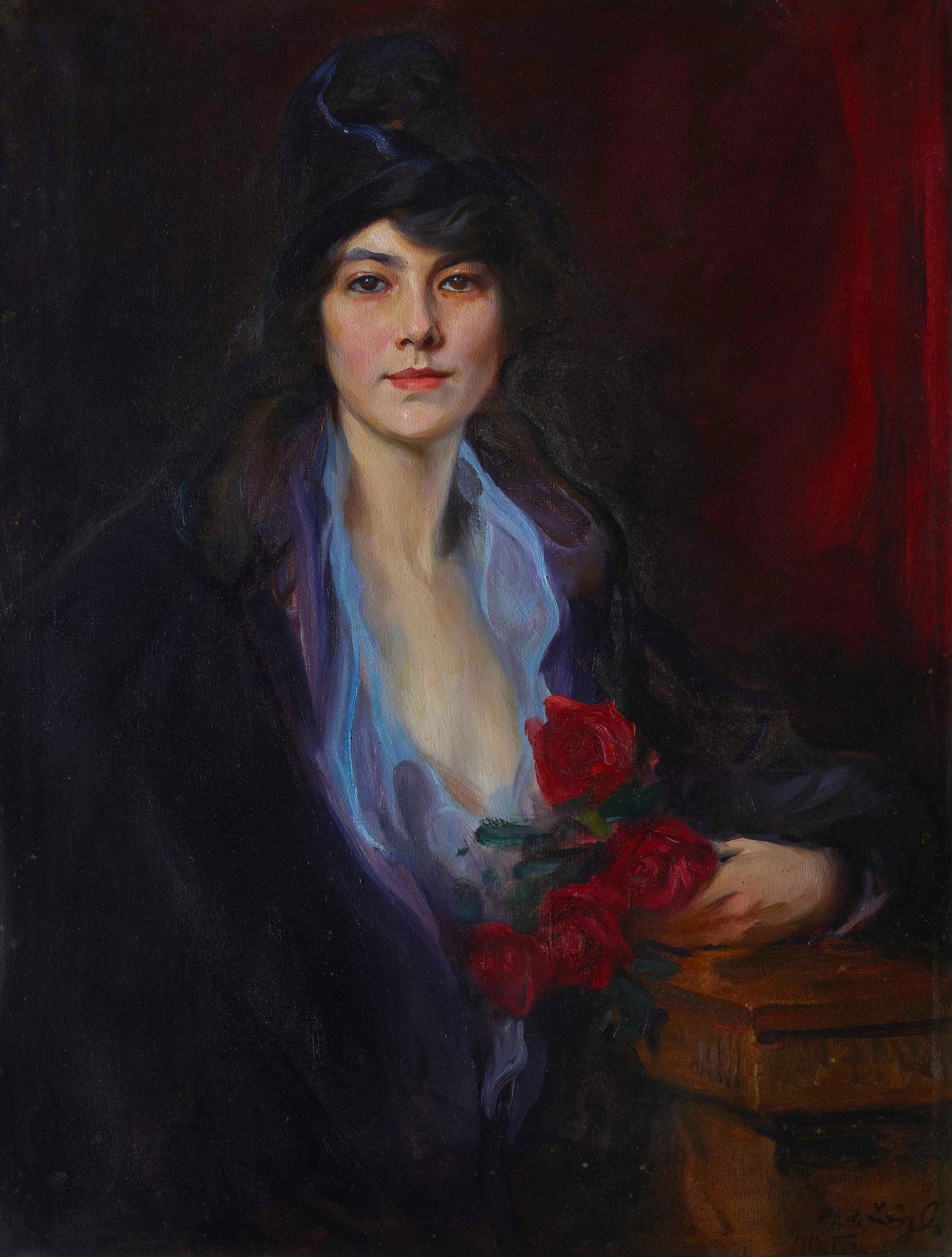 Colour image of the Dorothy Temple Cross painting by Philip de Laszlo