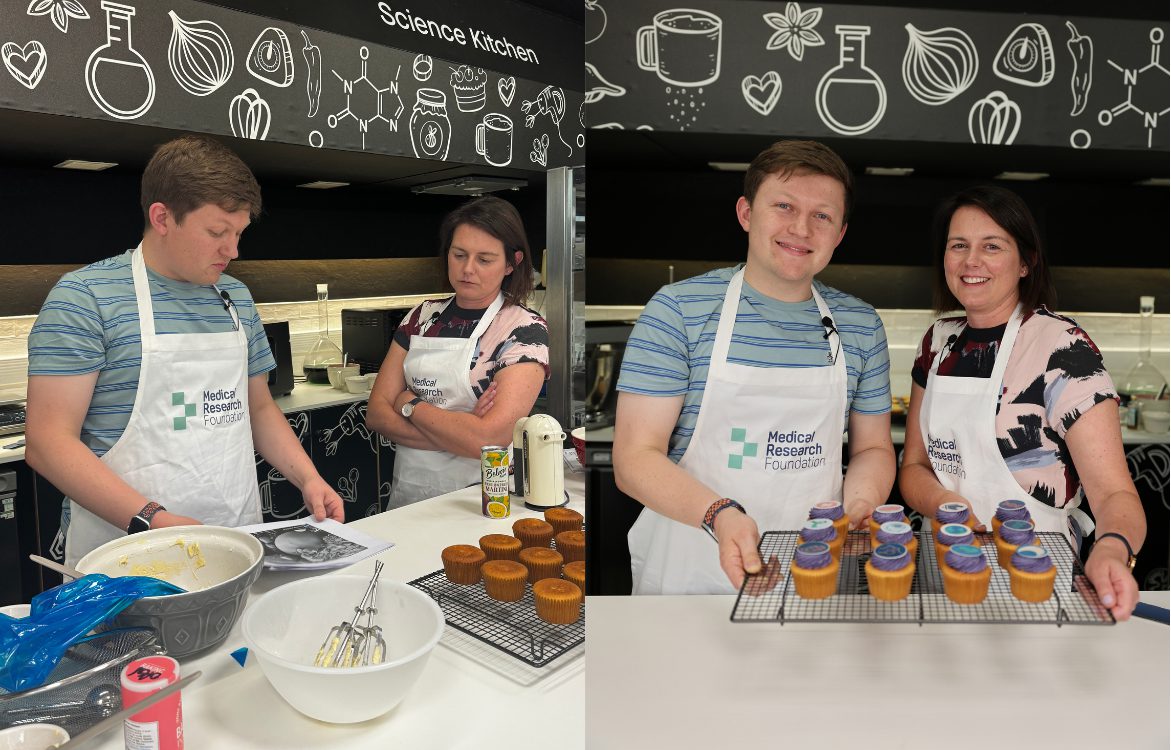 Josh and Lavinia, one of our Foundation-funded researchers, in the science kitchen.