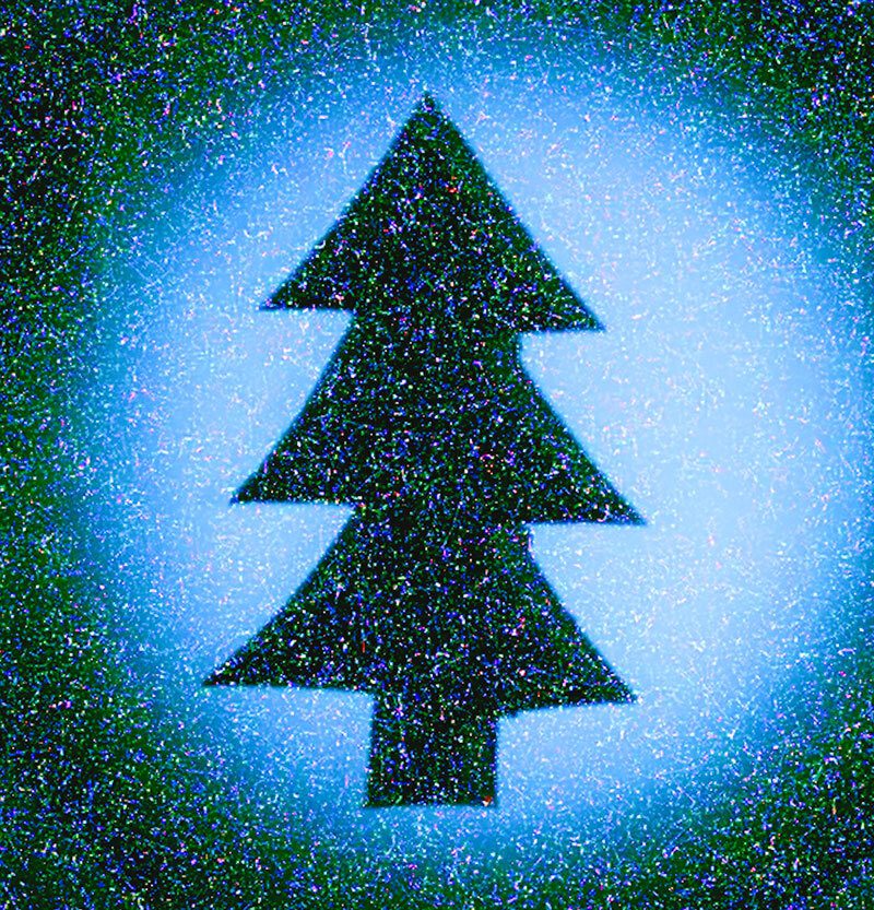 Christmas tree card design with flash radiotherapy