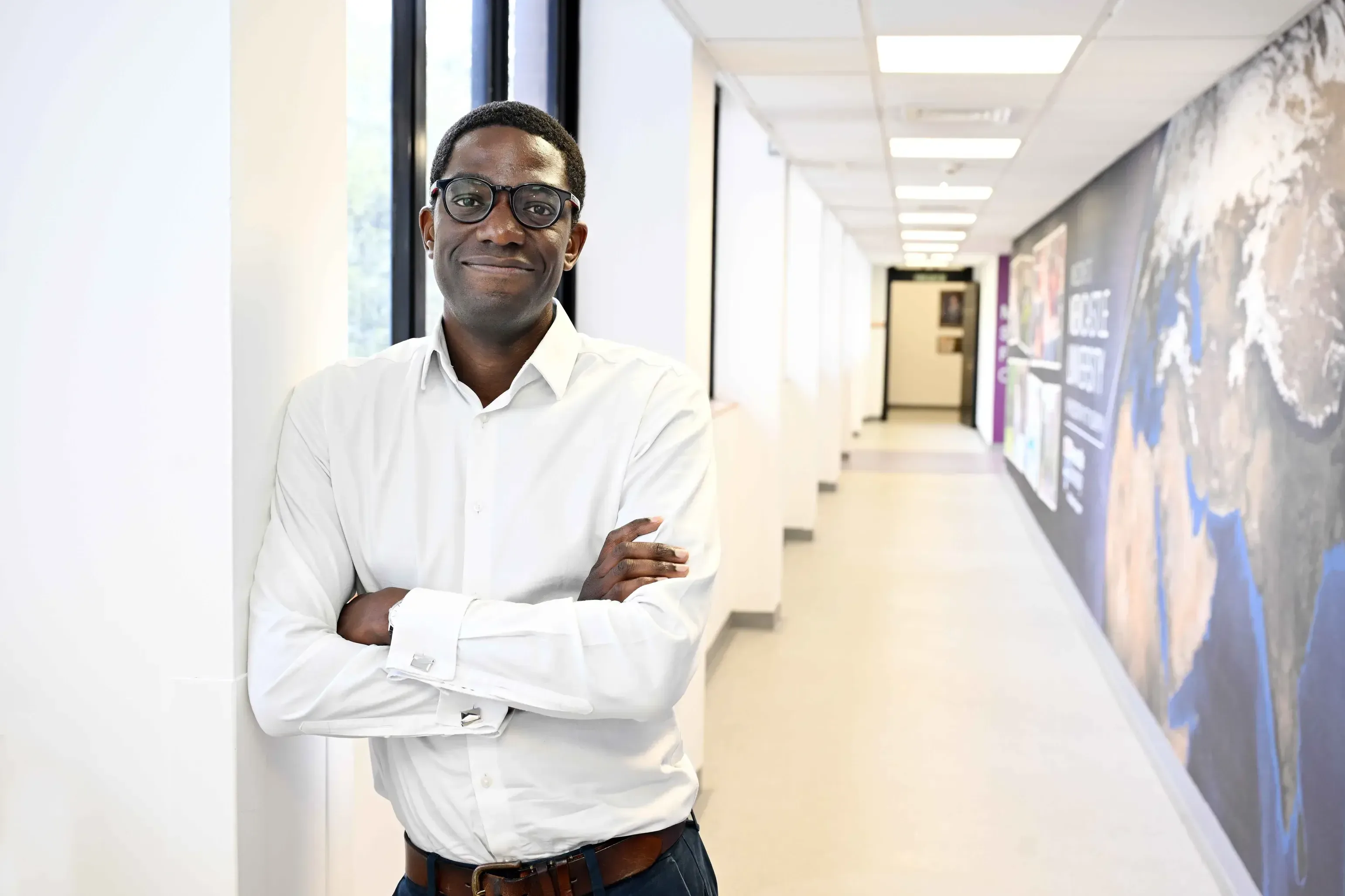 Wezi Sendama in a corridor at Newcastle University